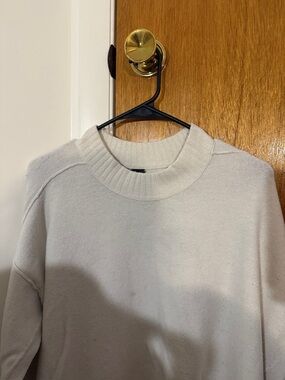 Free People Ivory Ribbed-Neck Sweater